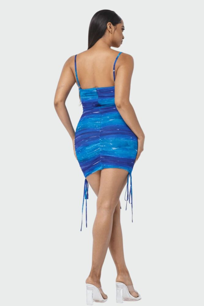 Blue Ruched Mini Dress SKU#898071