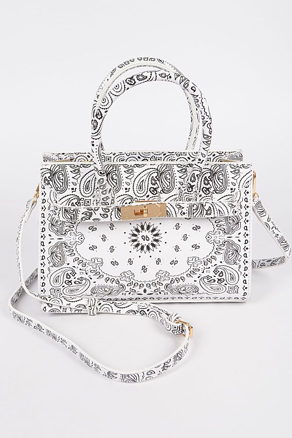 White Paisley Printed Clutch