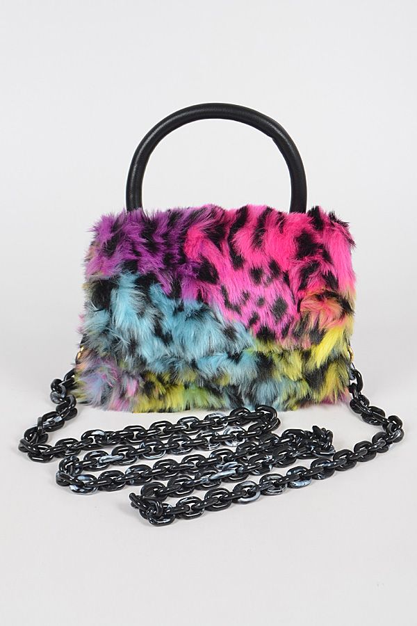 Multi Leopard Faux Fur Clutch/Bag