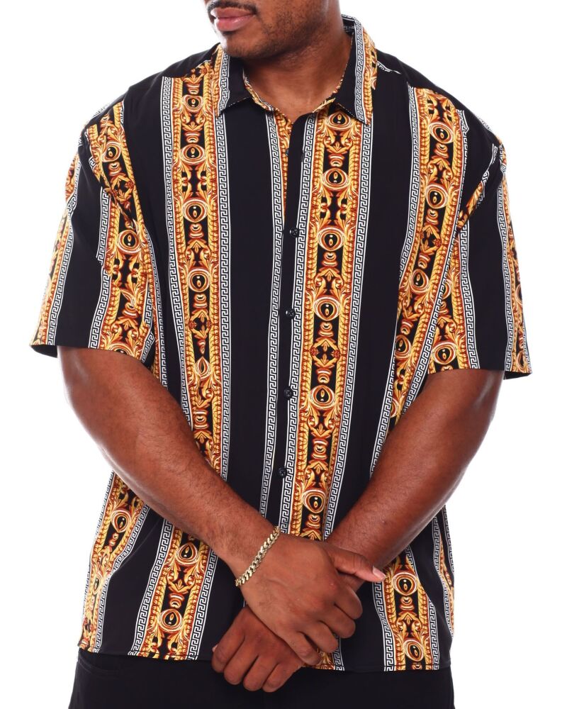 Greek Stripe Pattern Woven Shirt (B&T) SKU#5647888
