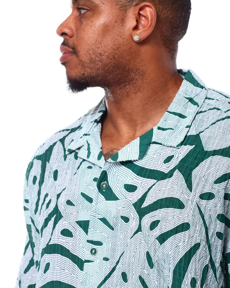 Tropical Leaf Printed Woven Shirt (B&T) SKU#5657990