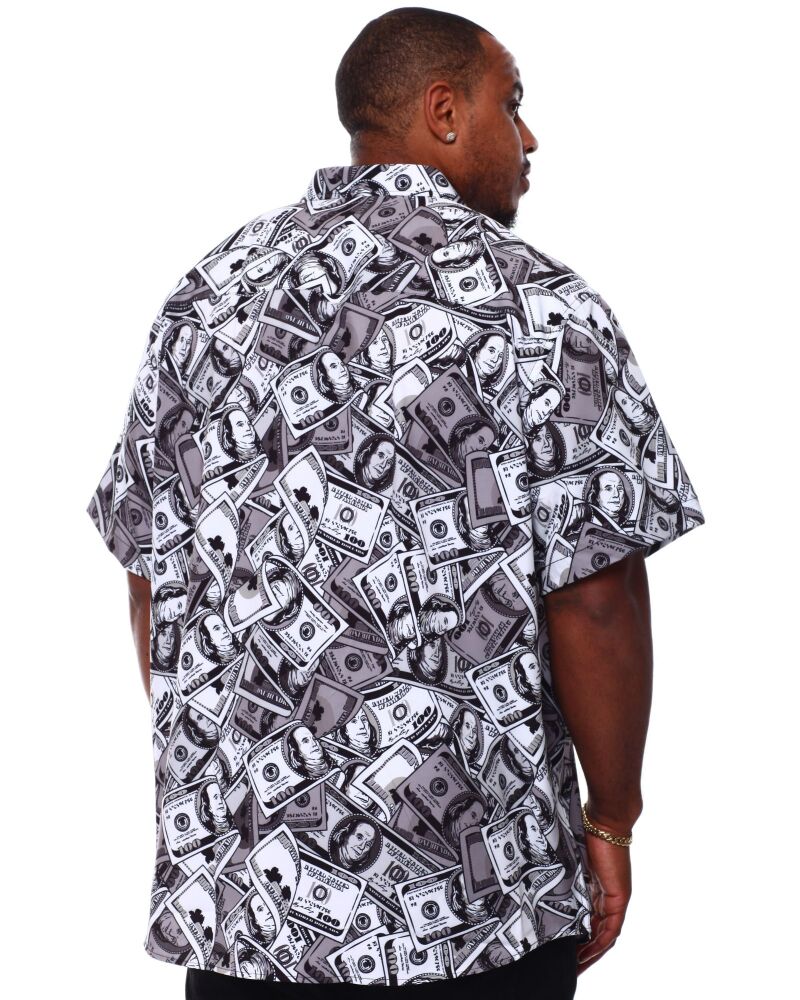 Money Printed 4 Way Stretch Woven Shirt (B&T) SKU#4657555