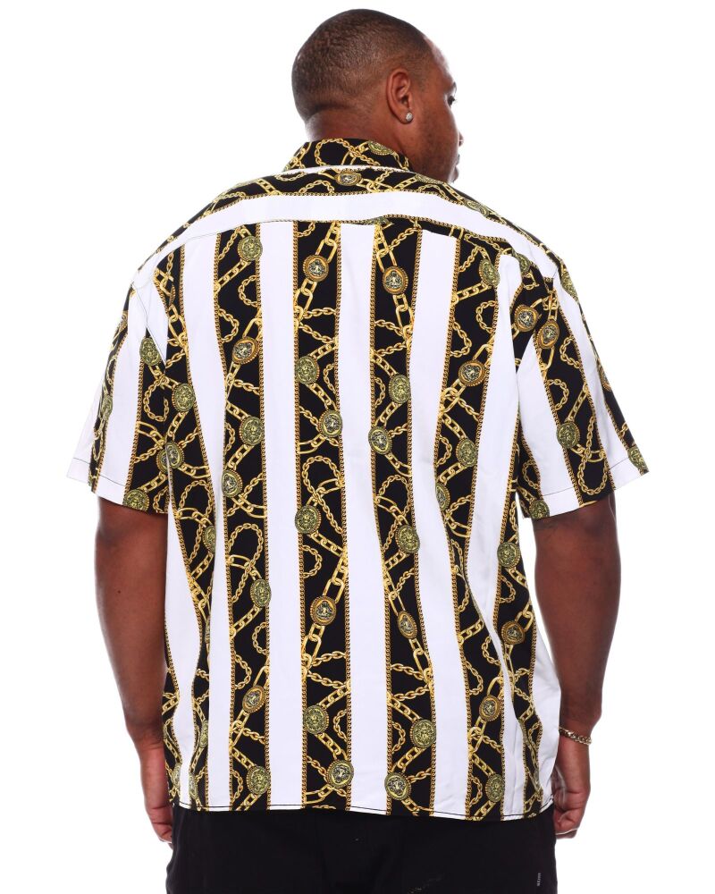 Greek Chain Stripe Woven Shirt SKU#5647889