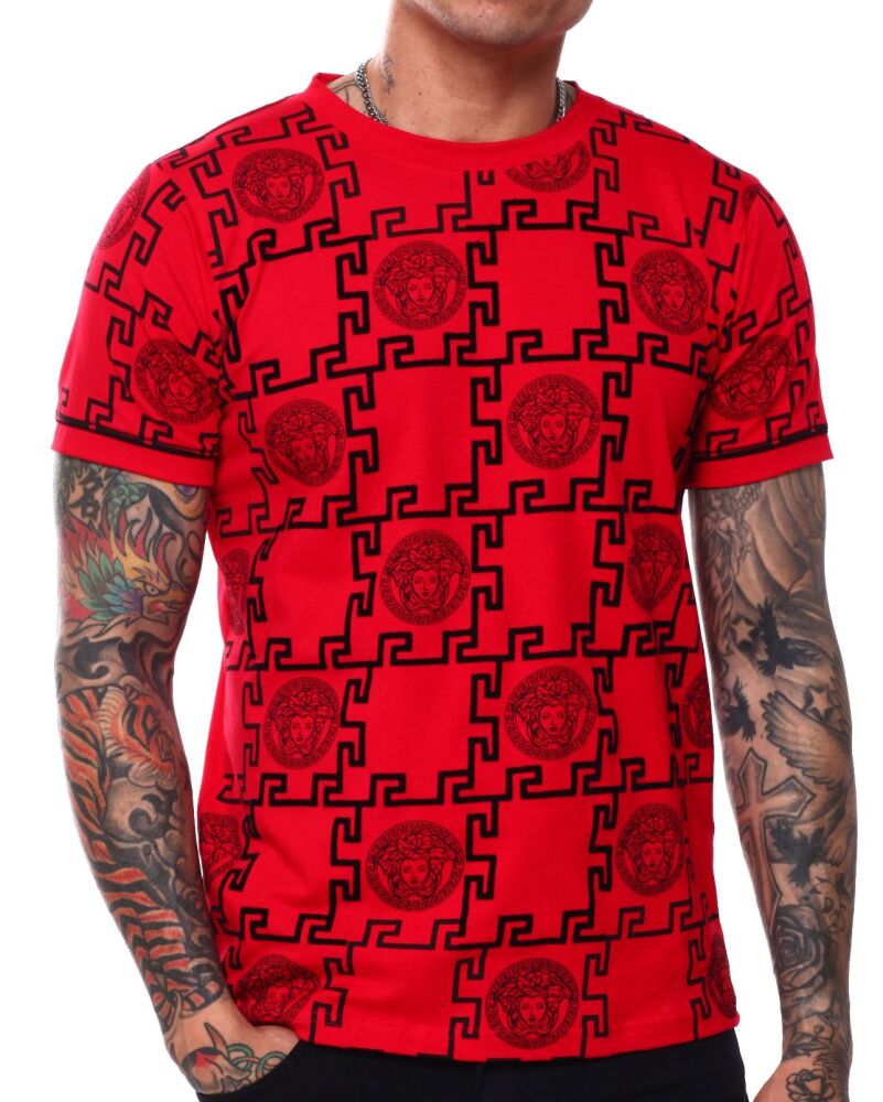 Red All Over Medusa Puzzle Print T-Shirt Size: S SKU#4500998