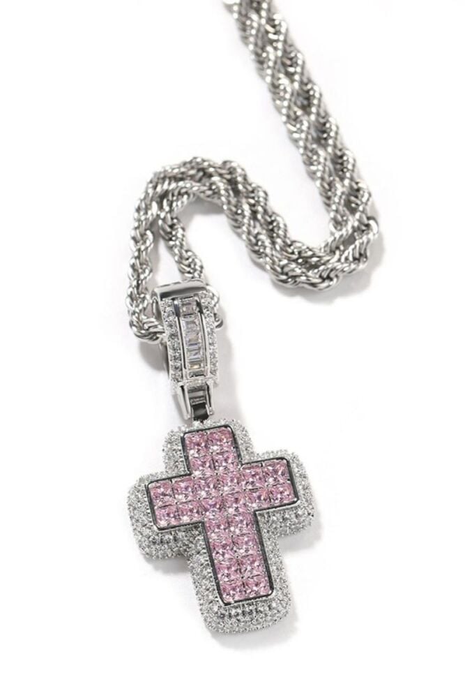 Fashion Rhinestone Cross Necklace (length:60cm)