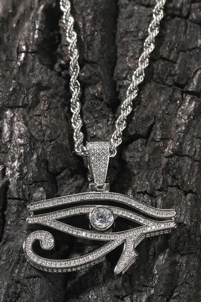 Clear Rhinestone Eye Of Horus Pendant Necklace (length:60 cm)