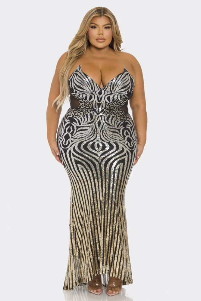 Sequin Off Shoulder Mermaid Maxi Dress SKU: M356433