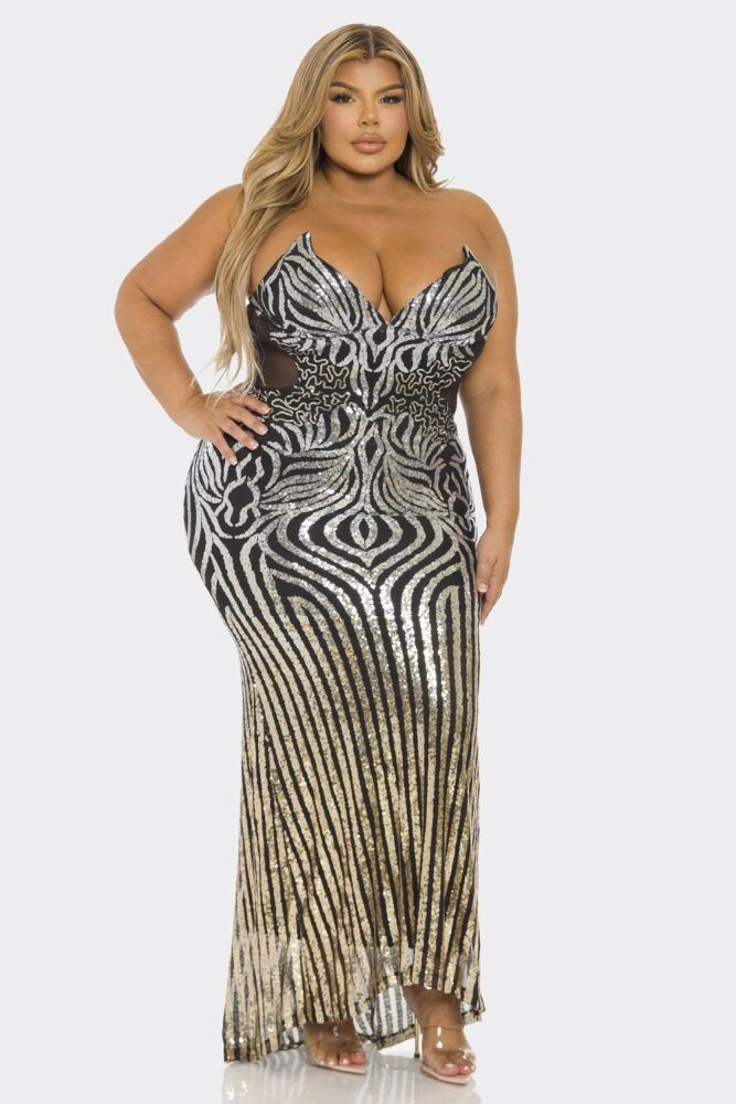 Sequin Off Shoulder Mermaid Maxi Dress SKU: M356433