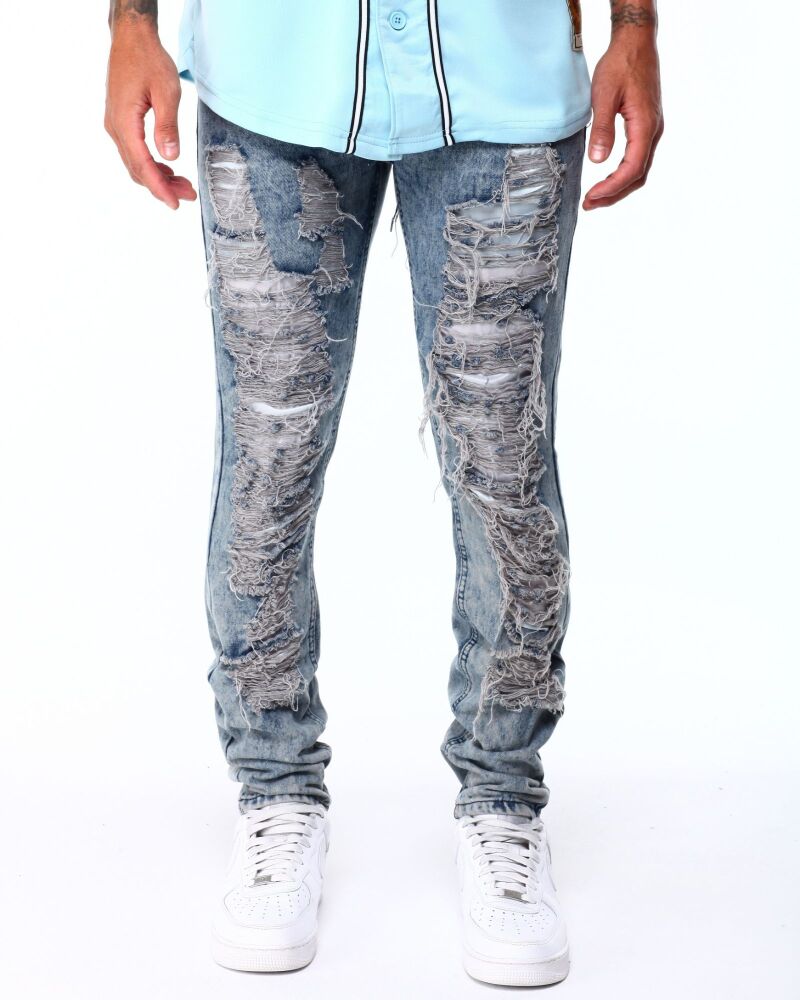 Heavy Distressed Vintage Wash Jean Size: 36 SKU#403020