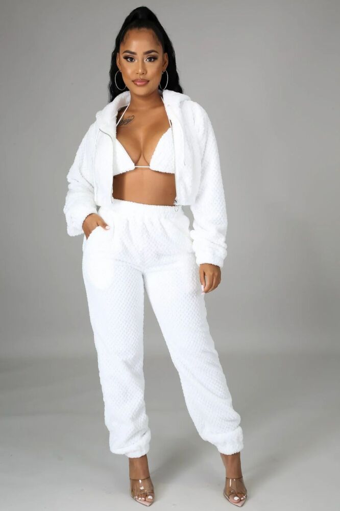 White 3pc Fun Nights Pant Set SKU: MS03323453