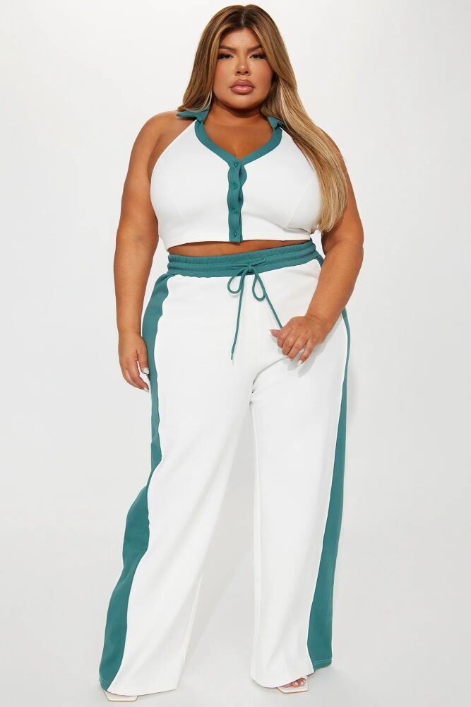 Wide Leg Halter Top Hight Waist Tie Pant Set Size: 2XL SKU: PMS0567489