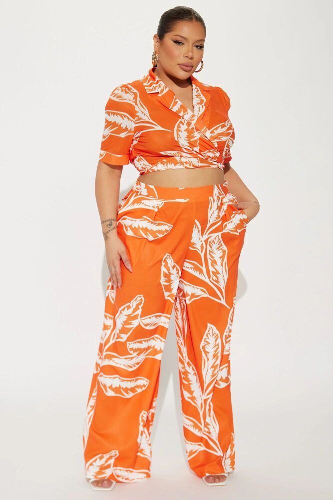 Orange Tropical Vibes Pant Set Size: 2XL SKU: MS06578090