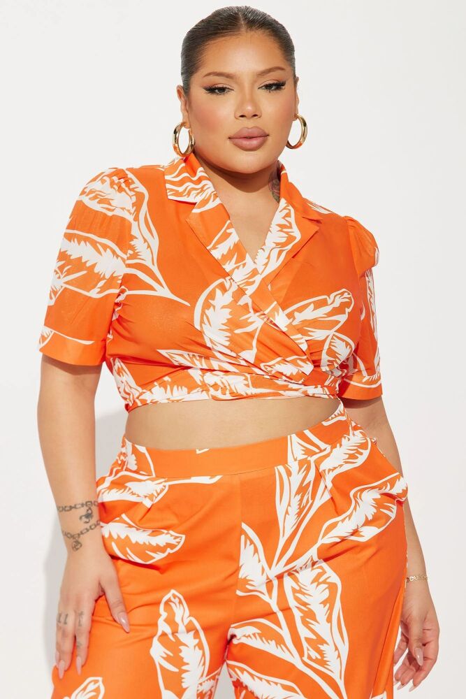 Orange Tropical Vibes Pant Set Size: 2XL SKU: MS06578090