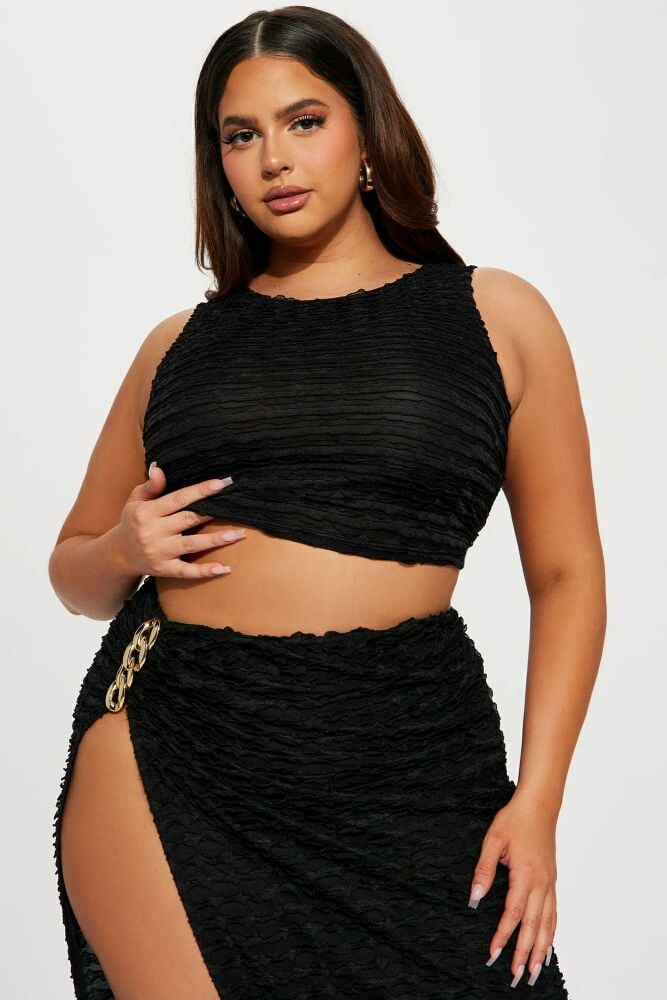 Black Trina Textured Skirt Set Size: 2XL