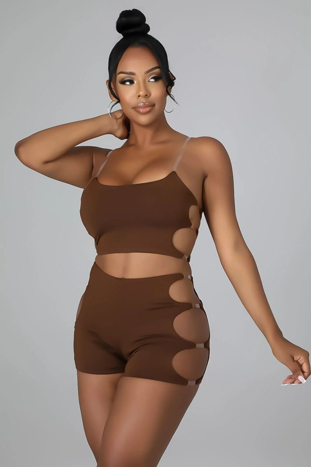 Brown Cut Me Out Short Set SKU: MS07787650