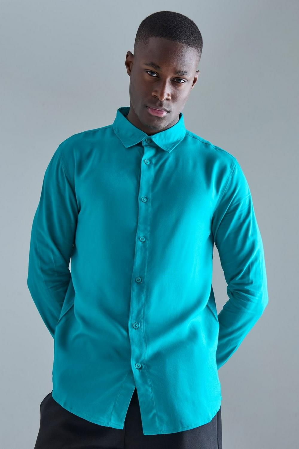 Plain Viscose Long Sleeve Shirt