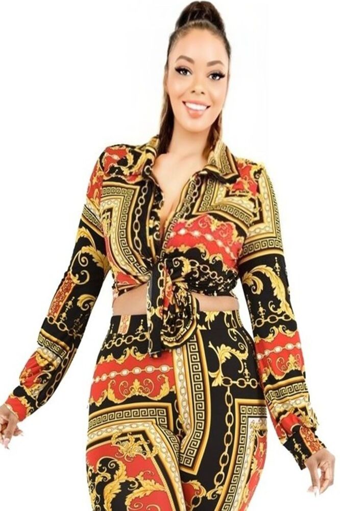 Gold Chain Pattern Print Shirts SKU: 5768009043