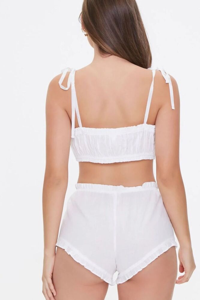 White Cropped Cami & Shorts Set Size: M