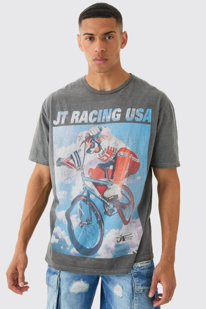 Oversized Jt Racing Wash License T-shirt
