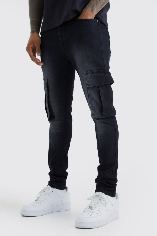 Black Super Skinny Stretch Cargo Jeans SKU: 4538891