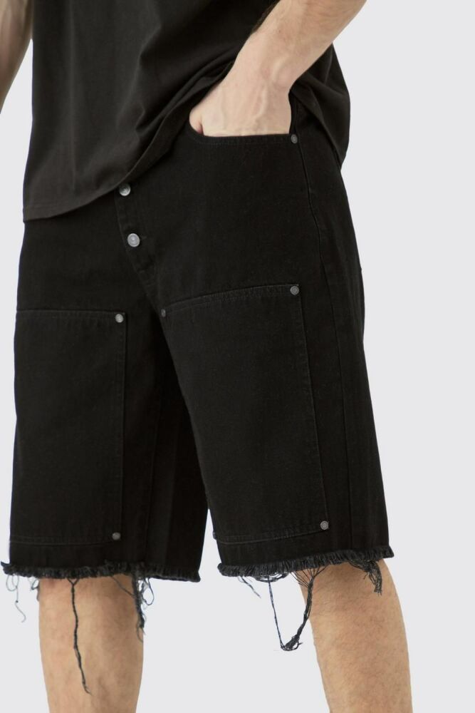 Black Tall Carpenter Relaxed Fit Shorts Size: 38 SKU: 5647331