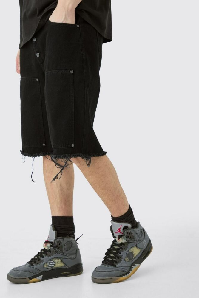 Black Tall Carpenter Relaxed Fit Shorts Size: 38 SKU: 5647331