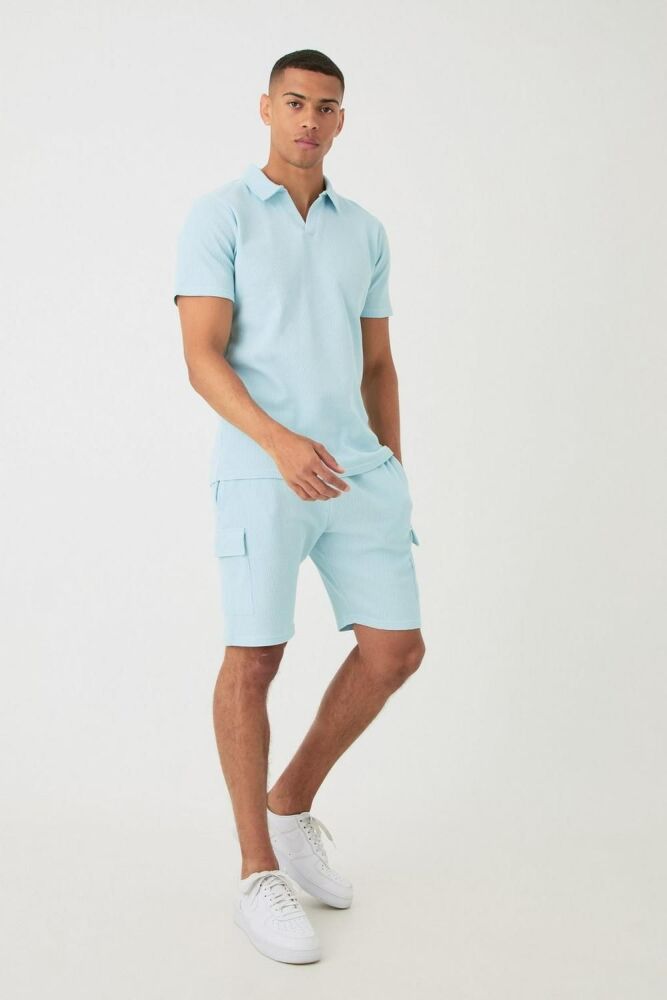 Slim Waffle Revere Polo/Cargo Shorts Set Size: XL