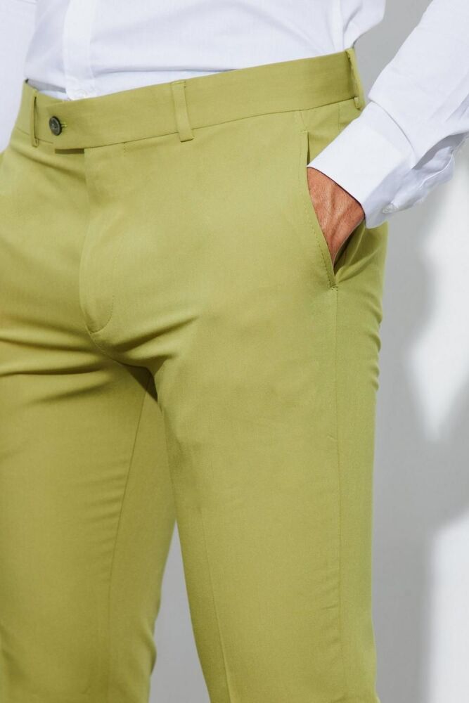 Green Skinny Fit Suit Trousers Size: 32