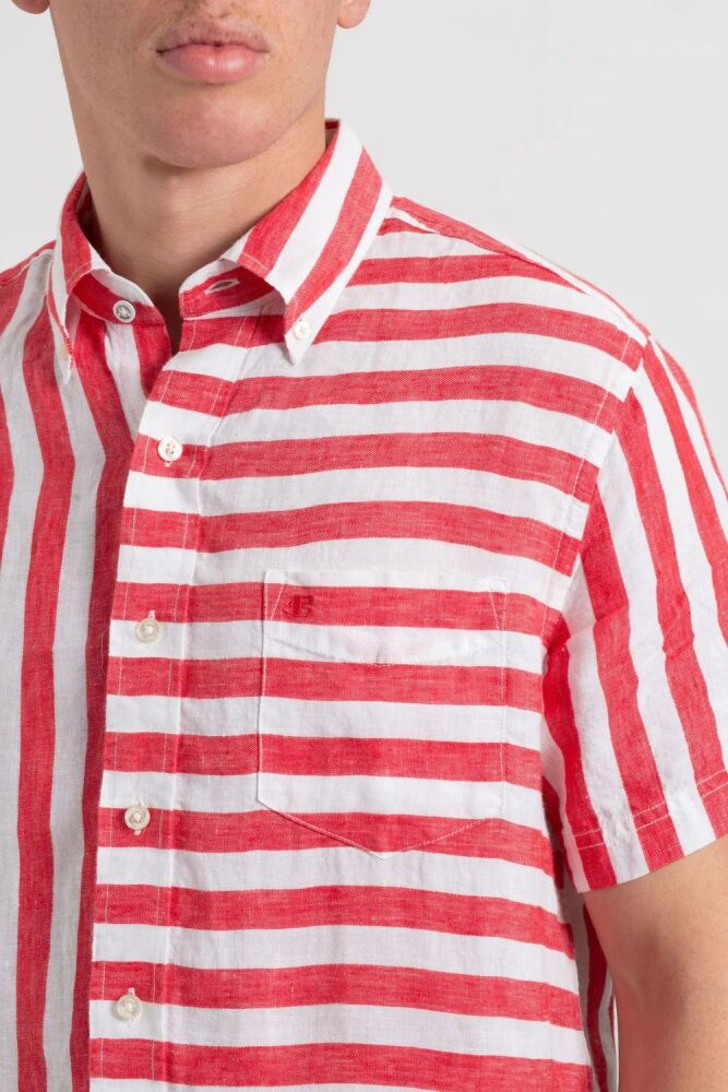 Ben Sherman Red/Ecru Short Sleeve Shirt Size: XS