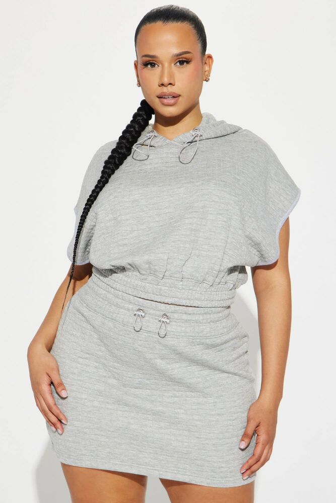 Grey Textured Skirt Set