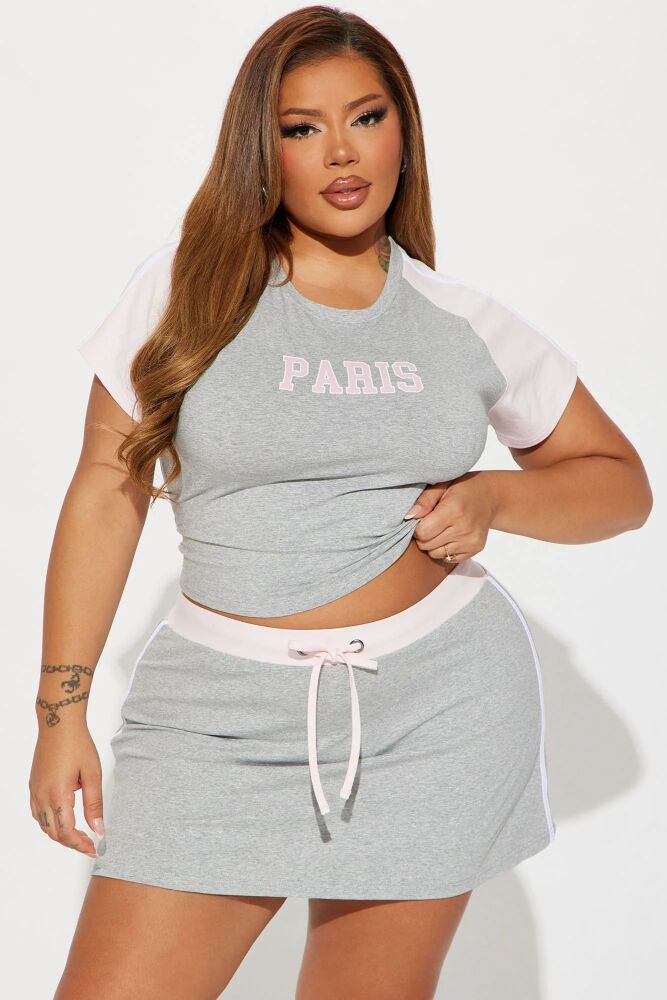 Heather Grey When In Paris Skirt Set