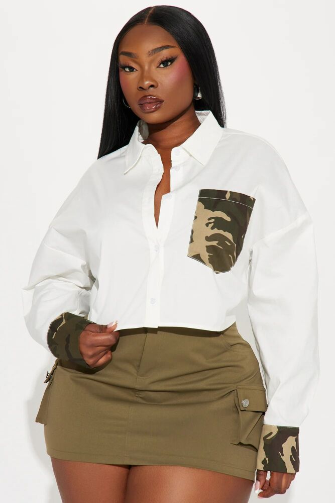 Blending In Poplin Shirt - White/combo