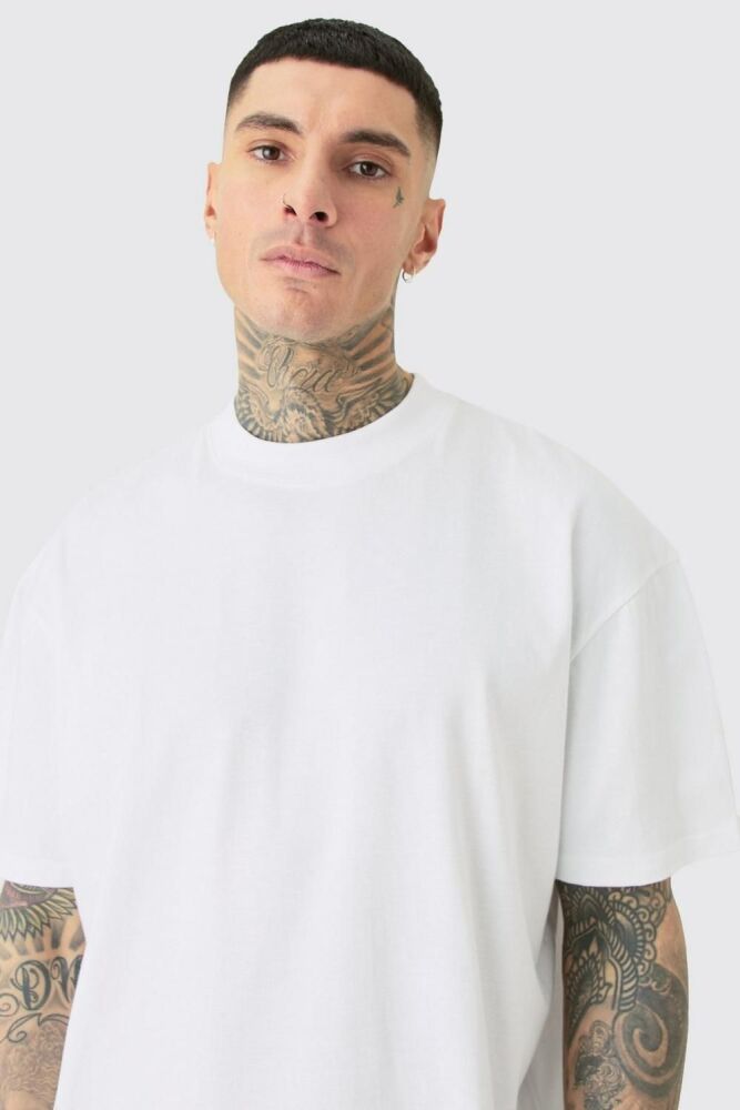 White Tall Oversized Extended Neck T-shirt SKU: 800111