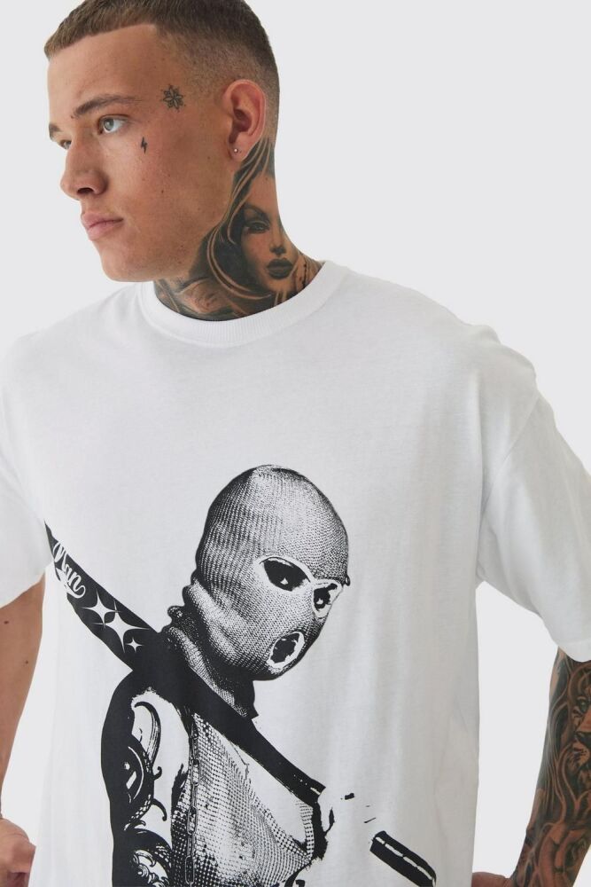 White Balaclava Graphic Print T-Shirt SKU: 800070