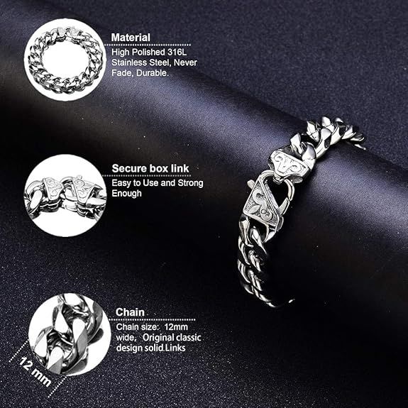 Stainless Steel Cuban Link Bracelets Men's 8" 15MM)