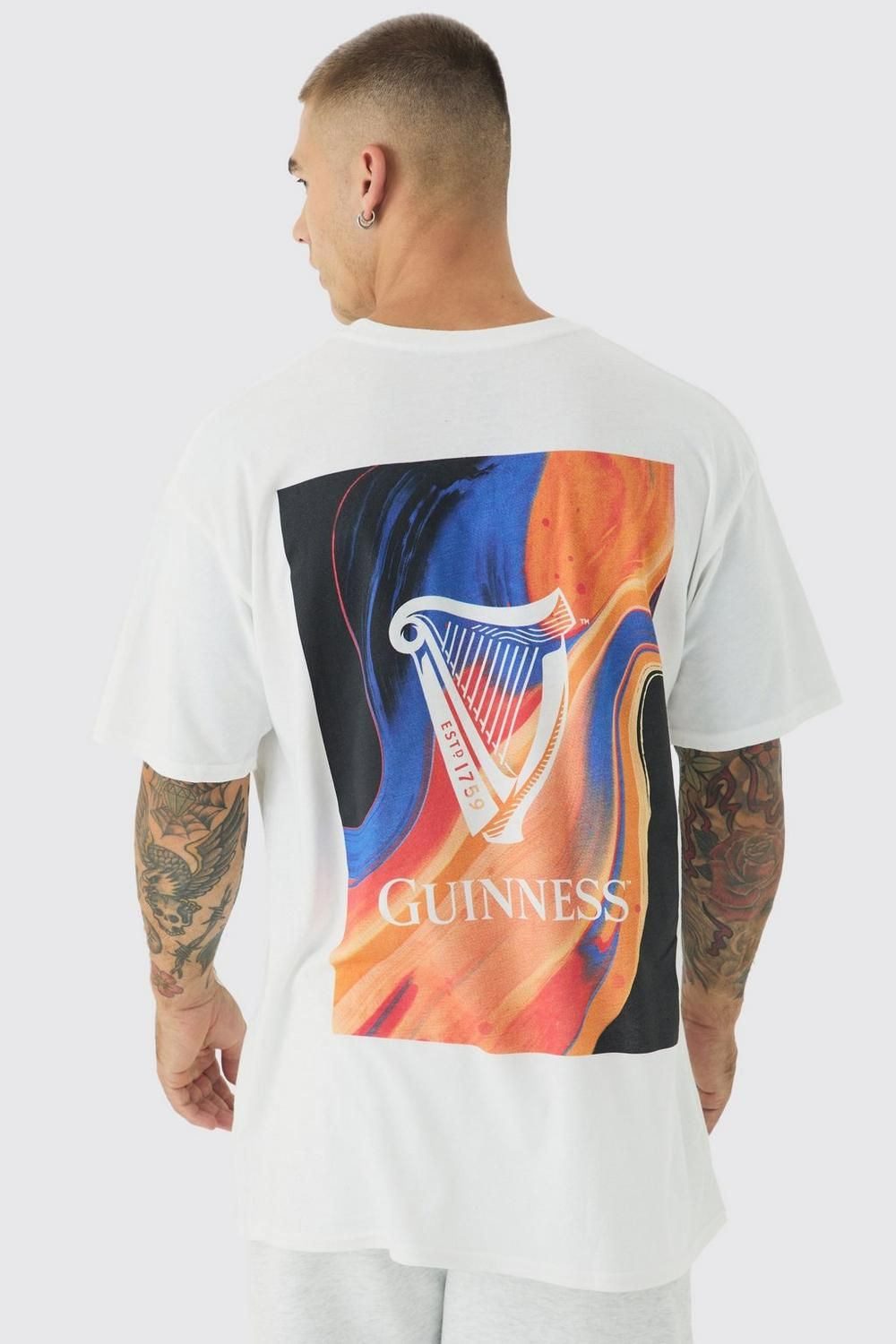 Oversized White Guinness License Print T-shirt SKU: 804443