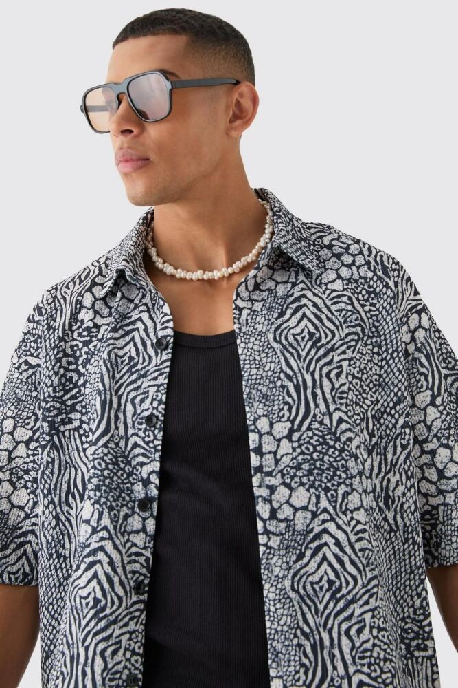 Oversized Animal Print Short Sleeve Shirt Size: M SKU: 609909