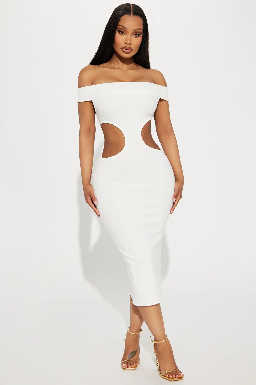 White Cutout Midi Dress Size: XL SKU: D054677