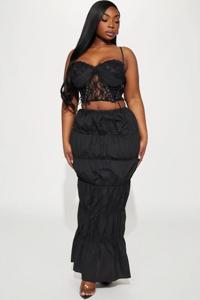 Black Lace Skirt Set Size: L