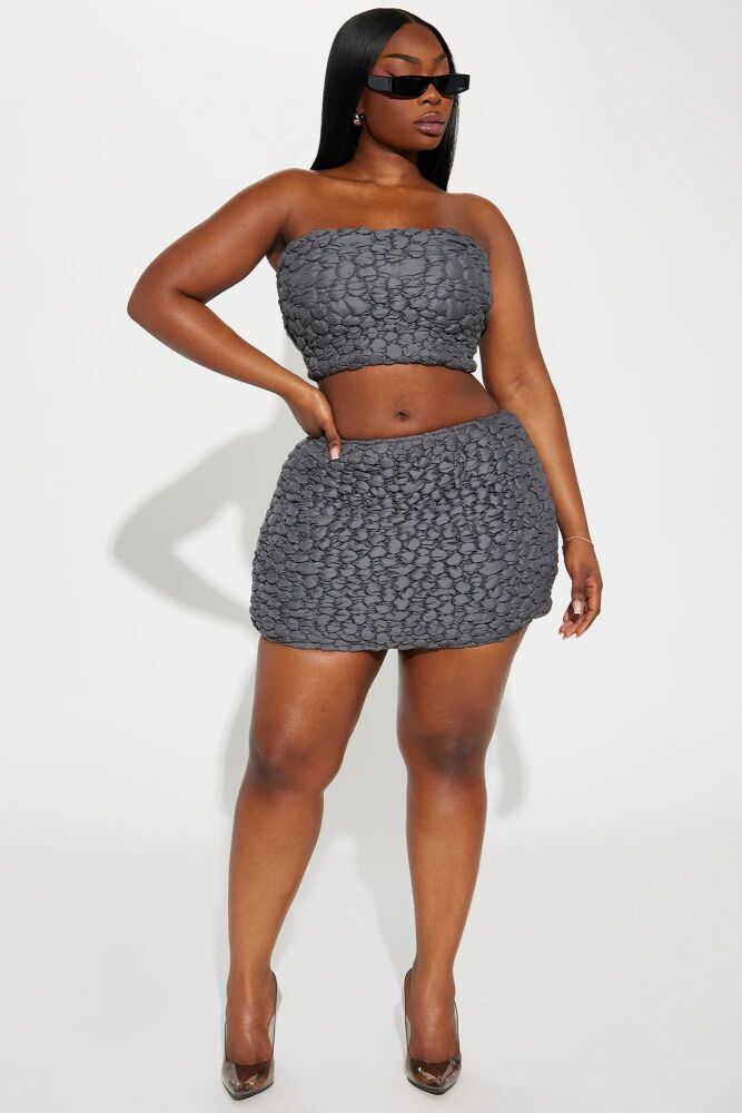 Charcoal Textured Skirt Set