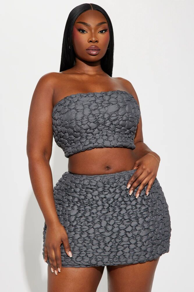 Charcoal Textured Skirt Set