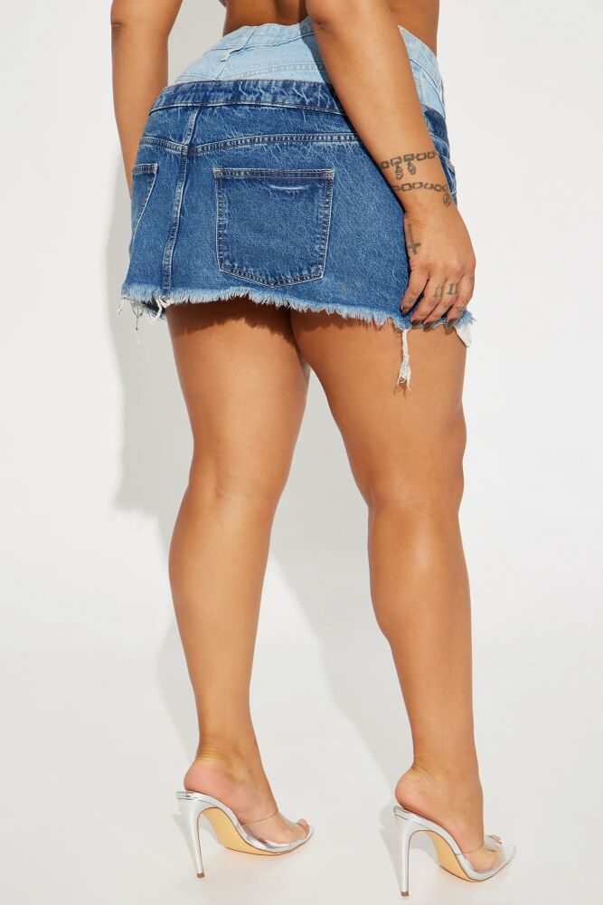 Medium Wash Denim Mini Skirt Size: XL