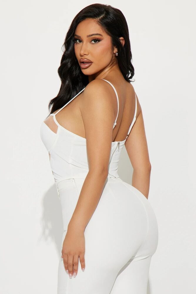 White Mesh Cut Out Corset Top