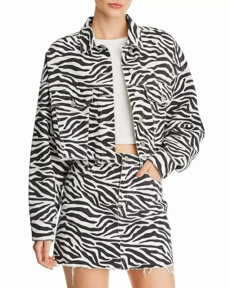 Zebra Print Denim Set Size: M