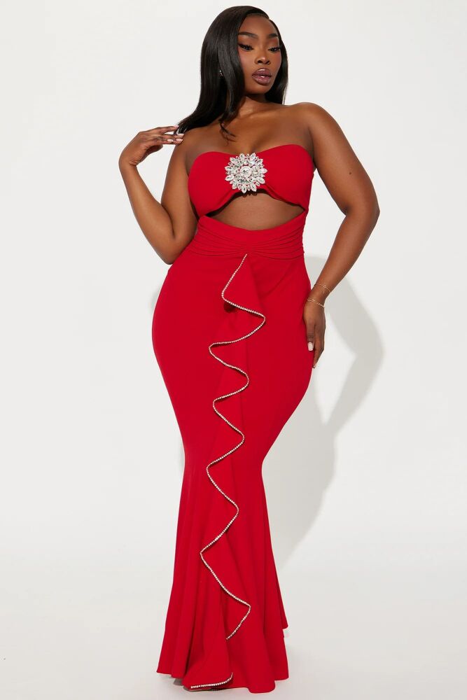 Red Statement Mermaid Gown Size: 1XL SKU: D098071