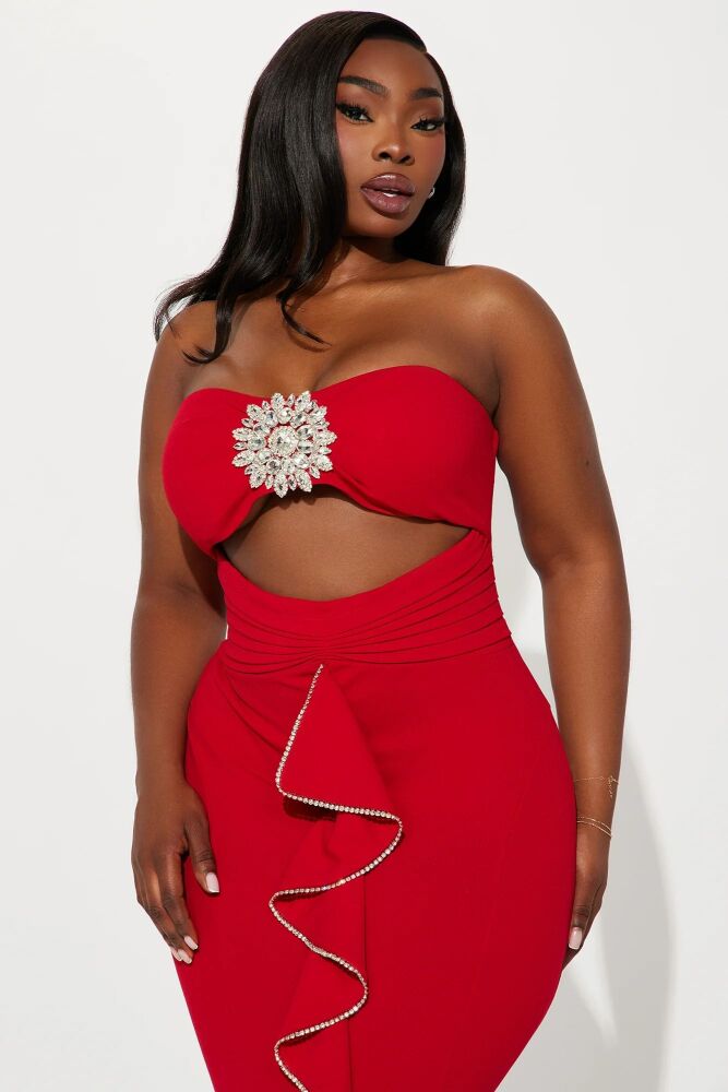 Red Statement Mermaid Gown Size: 1XL SKU: D098071