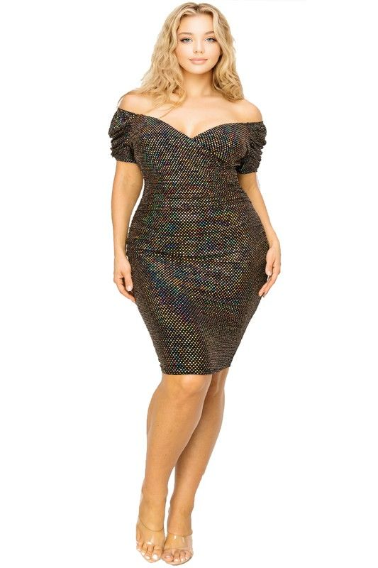 Shimmering Off-Shoulder Bodycon Dress SKU: M809110