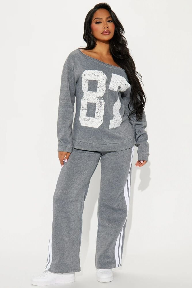 Grey Graphic Loungewear Pant Set Size: 1XL