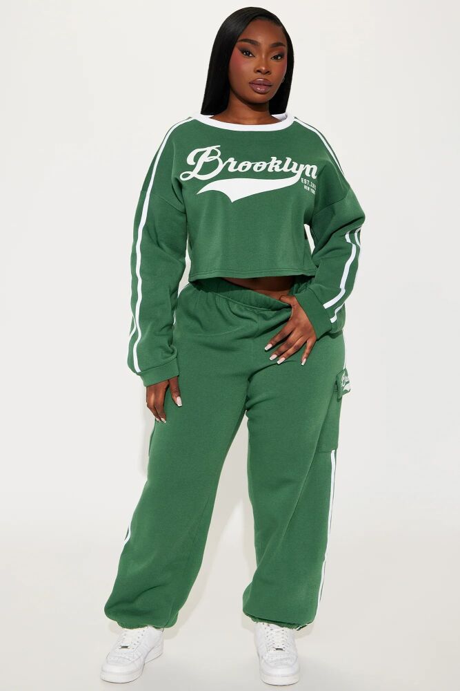 Brooklyn Cropped Sweatshirt and Cargo Pants Set Size: L