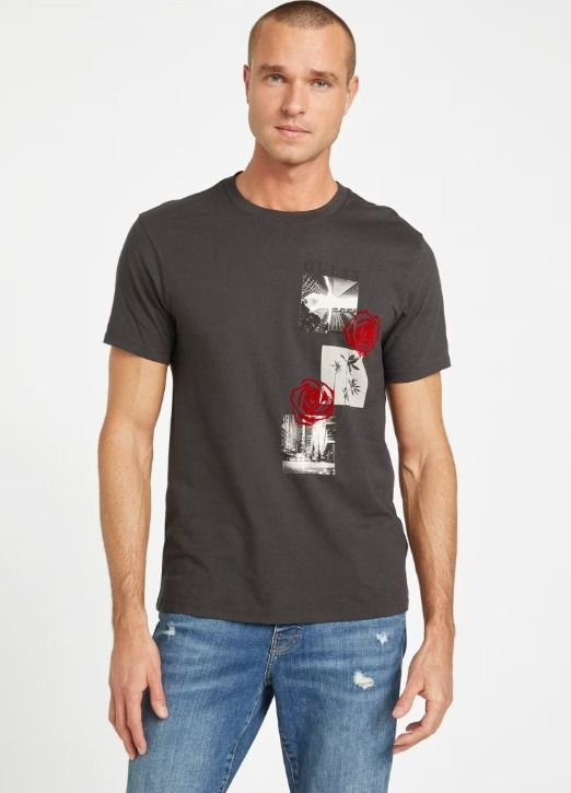 GUESS Men's Graphic Rose & City Print T-Shirt Size: L  SKU: 71863402